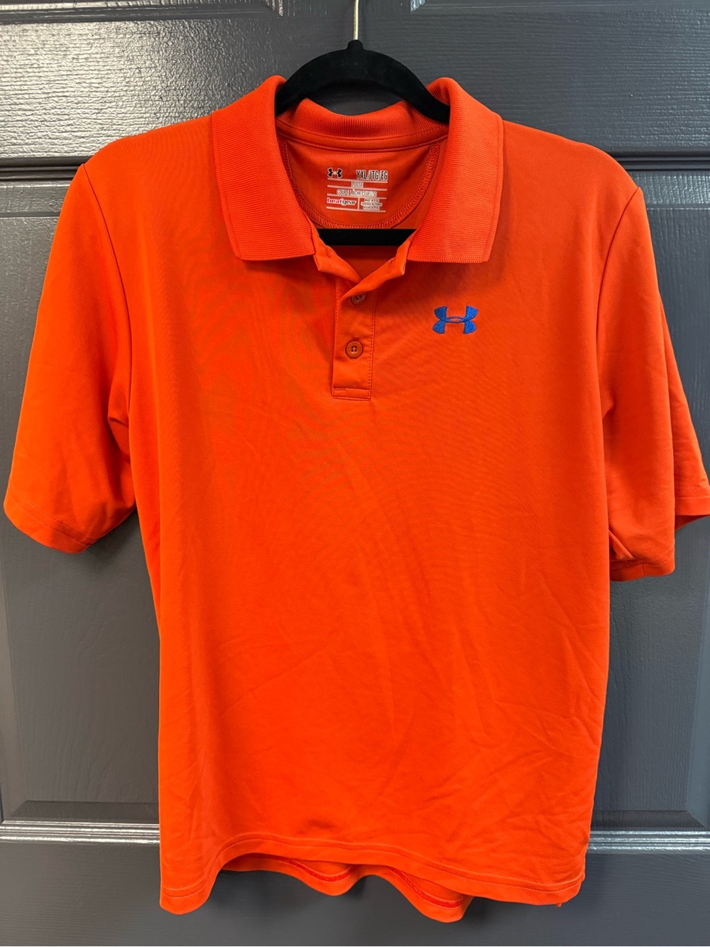 Under Armour Orange Polo with Blue Logo YXL